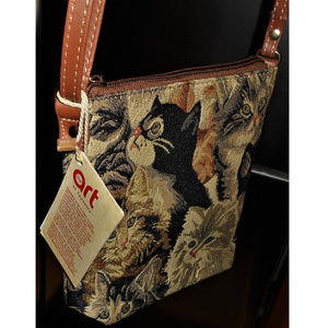 Signare Tapestry Crossbody Bag Cat-Kitten Purse 8"